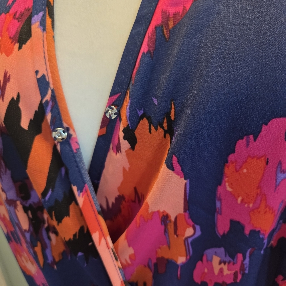 Prettygarden Floral Midi Maxi Wrap Dress Size Large Short Sleeve Floral - Picture 10 of 16